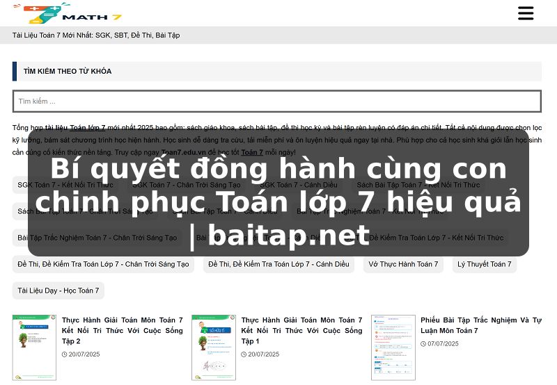 Bí quyết đồng hành cùng con chinh phục Toán lớp 7 hiệu quả | baitap.net
