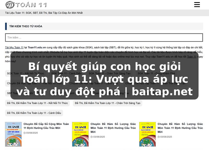 Bí quyết giúp con học giỏi Toán lớp 11: Vượt qua áp lực và tư duy đột phá | baitap.net