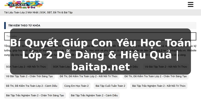 Bí Quyết Giúp Con Yêu Học Toán Lớp 2 Dễ Dàng & Hiệu Quả | baitap.net