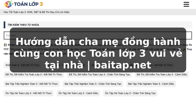 Hướng dẫn cha mẹ đồng hành cùng con học Toán lớp 3 vui vẻ tại nhà | baitap.net