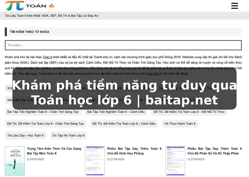 Khám phá tiềm năng tư duy qua Toán học lớp 6 | baitap.net