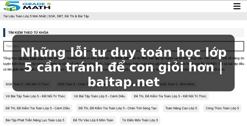 Những lỗi tư duy toán học lớp 5 cần tránh để con giỏi hơn | baitap.net