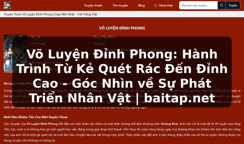 Võ Luyện Đỉnh Phong: Hành Trình Từ Kẻ Quét Rác Đến Đỉnh Cao - Góc Nhìn về Sự Phát Triển Nhân Vật | baitap.net